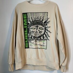 American Eagle Outfitters Beige Graphic Crewneck Sweater